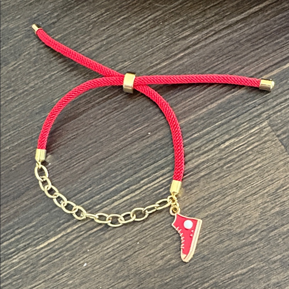 Red and Gold Bracelet with Sneaker Charm